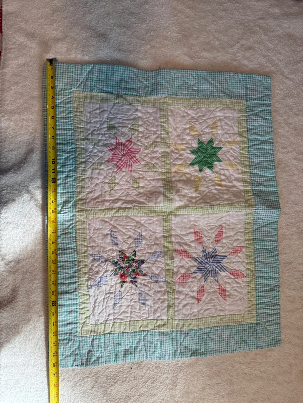 Handmade Star Patchwork Standard Size Pillowcases in Pastel